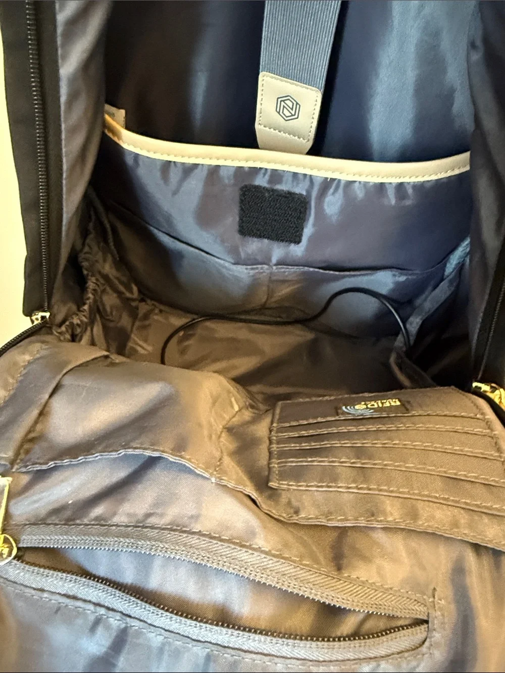 Nordace Guella Backpack (Brownie) with Cream Trim - laptop compartment